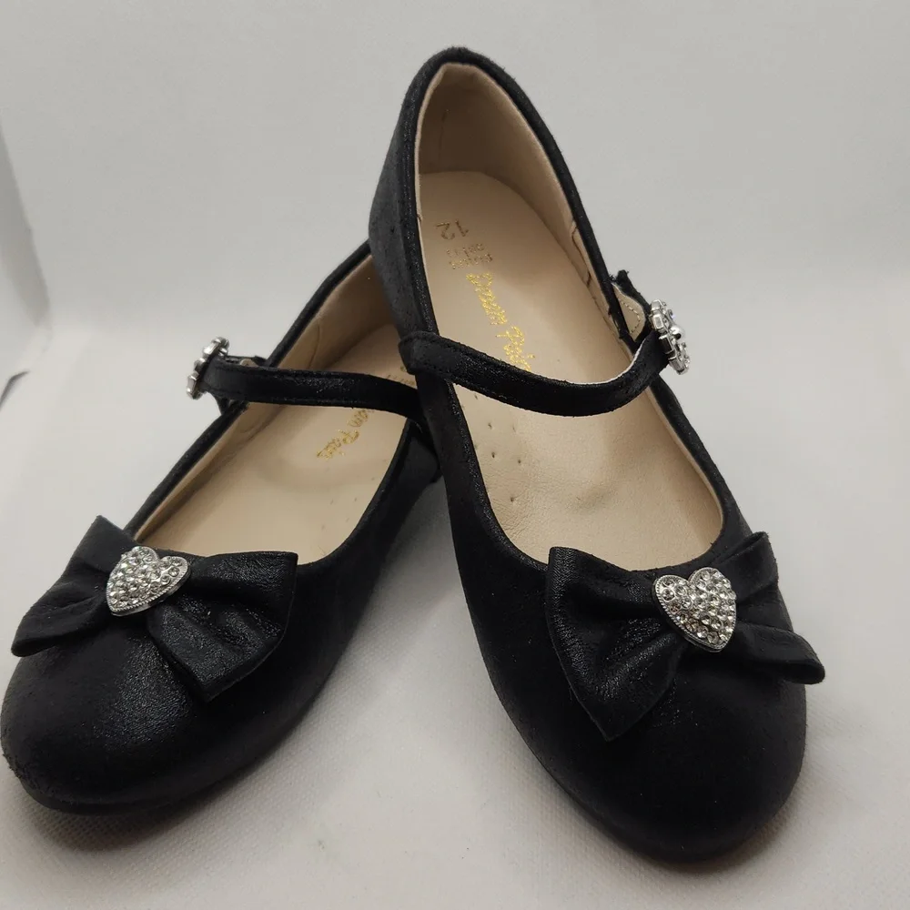 DREAM PAIRS Mary Jane Shoes Heart Rhinestone Front Bow Ballerina Flats Size 12